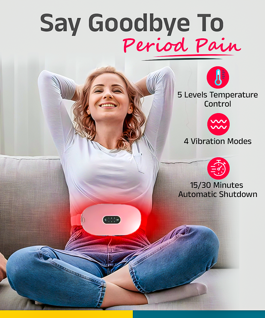 Period Pain & Backache Relief  Smart Wireless Heating Pad with Vibration Massage (Rechargeable, Portable)